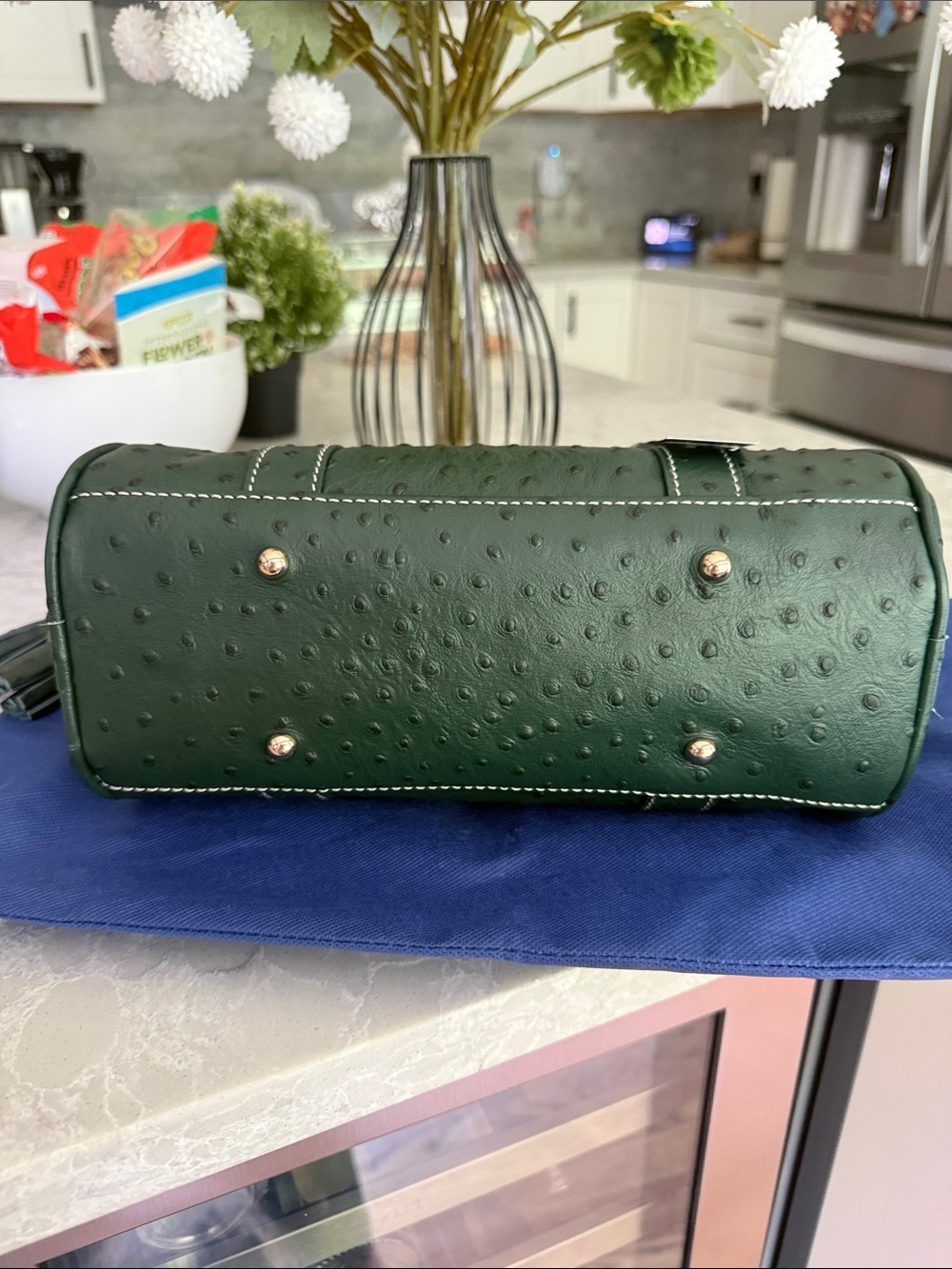 Dooney & Bourke forest Ostrich-Embossed Satchel - Picture 5 of 11